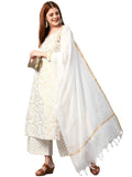 Gosriki Women'S Cotton Blend Printed Straight Kurta With Palazzos & Dupatta (Ghost-Off-White-Nw-Gs_M_White_Medium),White,,B0BPXX9JDM