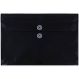 JAM PAPER Plastic Envelopes with Button & String Tie Closure - Legal Booklet - 9 3/4 x 14 1/2 - Black - 12/Pack