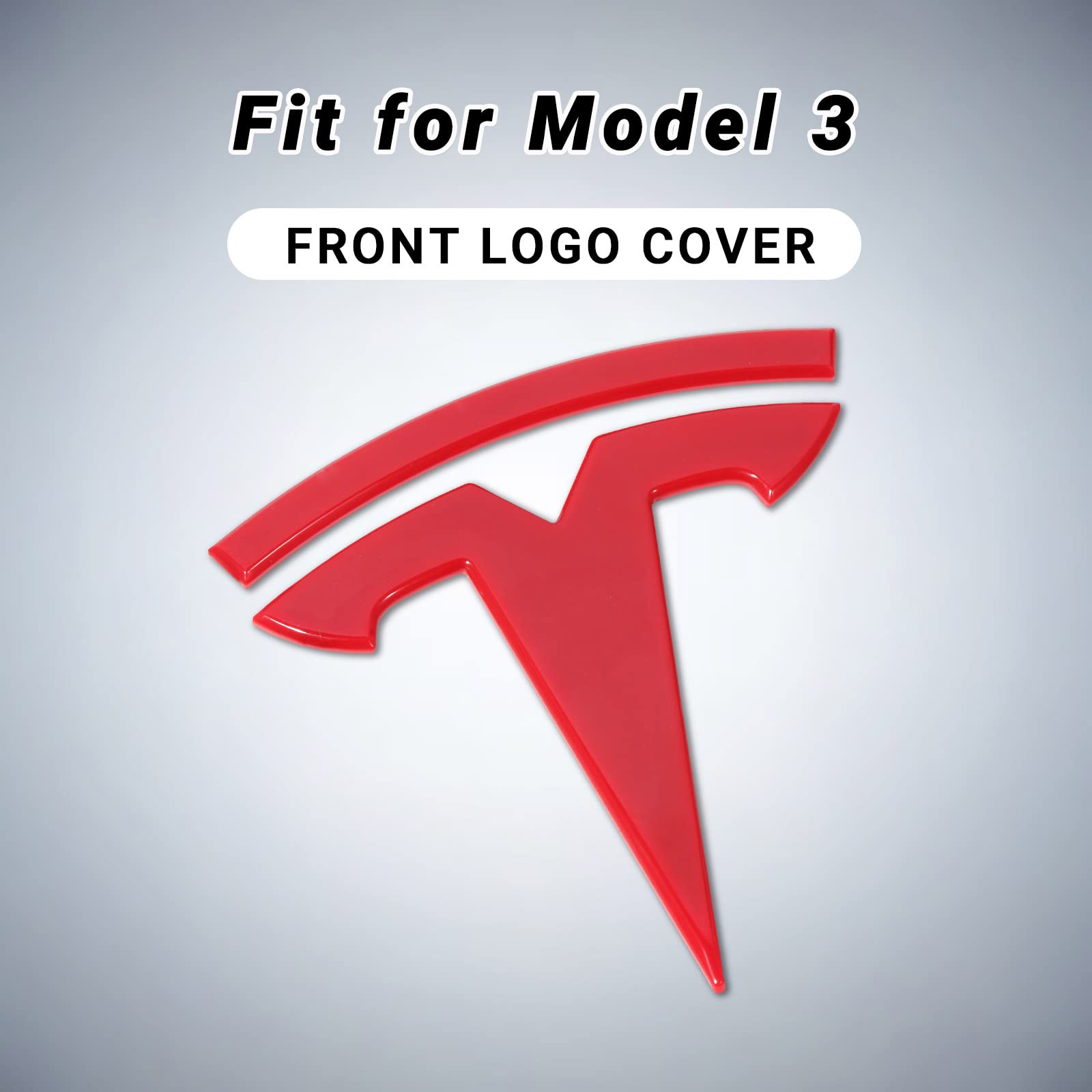 Tesla Model 3 Emblem Accessories Front Trunk Rear Trunk Logo Cover Sticker Badge Decals 2Pcs/Set (Red)