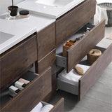 Fresca Lazzaro 84 Rosewood Free Standing Double Sink Modern Bathroom Vanity W/Medicine Cabinet - Faucet Sold Separately
