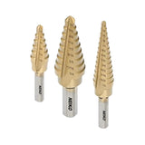 Neiko 10193A Titanium Step Bits, Unibit Set, 28 Sizes, High Speed Steel, Standard (SAE) Step Drill Bit Set, Step Bits for Metal.