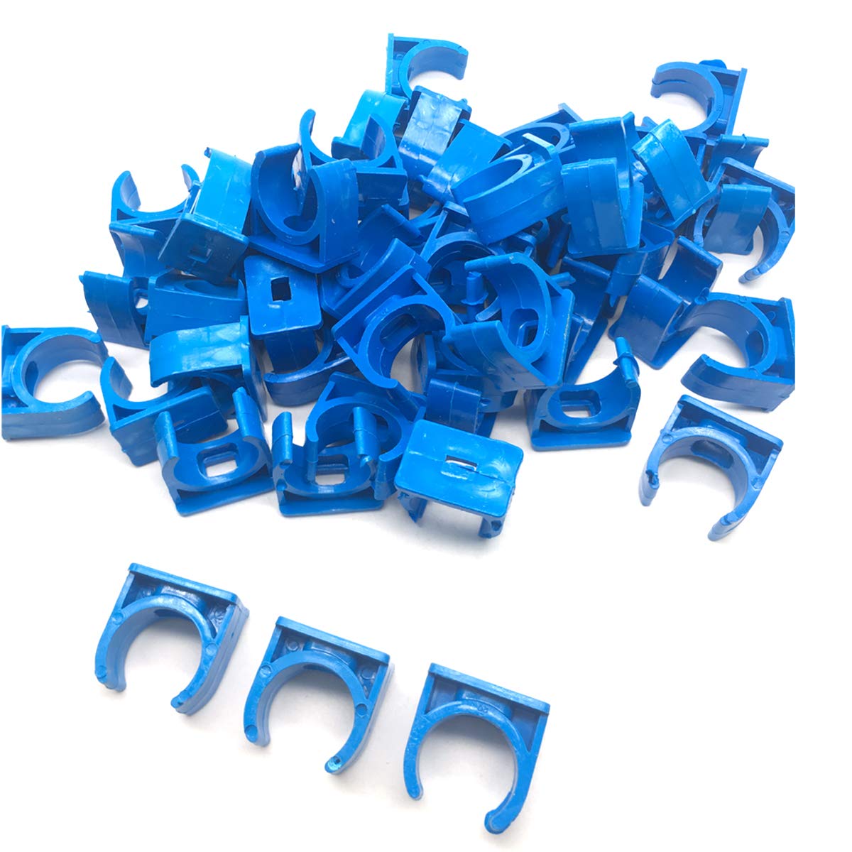 1/2inch PVC U Shaped Pipe Fitting Clamps Clips Water Tube Holder for Water Supply Blue 50pcs (20mm blue)