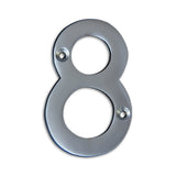 RCH Hardware 2278SC075 | Solid Brass 3 Tall House Number 8, Satin Chrome Matte Silver Matching Screws Included
