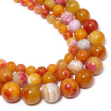 Yochus 35pcs Round Loose Orange Fire Agate Beads for Bracelet Beads