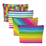 4pcs Colorful Rainbow Makeup Bag, Bright Neon Colors Cosmetic Bag, Christmas Wedding Anniversary Birthday Friendship Gifts for W