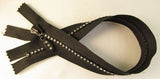 ClosedBottom 14 Rhinestone Crystals Stones Zipper Black (8306F2M)