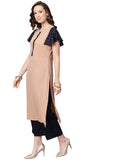 Ziyaa Women'S Crepe Straight Fit Kurta (Zikucr2812-S_Beige_Small)