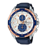 Casio Edifice Efr-539L-7Cvudf White Analog Dial Brown Leather Band Men'S Watch Chronograph 100M Water Resistant Ex306