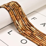 29 Pcs 4x13mm Natural Real Brown Picture Jasper Stone Bead Cylinder Column Tube Decorative Beads for Jewelry Making DIY Bracelet