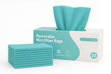 Outlay Home Microfiber Cleaning Cloth, 20 Pack, Reusable Teal Rags with Dispenser Box, MultiSurface Cleaning for Kitchen, Car I