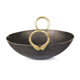 Shopsidex Heavy Base Iron Kadhai | Kadai with Handle for Kitchen | Deep Frying Kadai Free Stainless Steel Scrubber (1 Litter)