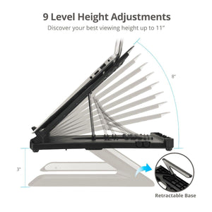 SIIG Laptop Stand, Ergonomic Adjustable Riser Stand, Smart Phone Holder & Heat-Vent, Portable Design Fit 10 to 17 (CE-MT3911