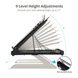 SIIG Laptop Stand, Ergonomic Adjustable Riser Stand, Smart Phone Holder & Heat-Vent, Portable Design Fit 10 to 17 (CE-MT3911