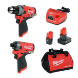 Milwaukee Electric Tools 2598-22 M12 Fuel 2 Pc Kit- 1/2 Hammer Drill & 1/4 Impact