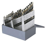 Cleline C21162 Style 1876 135 High Speed Steel HeavyDuty Mechanics Length Drill Set, Black and Gold Finish, 1/16 1/2 Finis