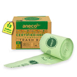 ANECO Compostable Food Waste Bags 13 Gallon, 50 Count, Extra Thick Kitchen Compost Bags With Handles, Large Compostable Bags for