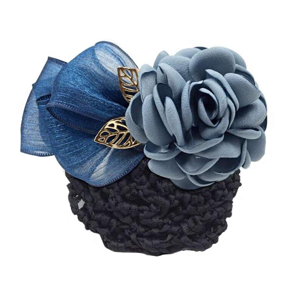 NATUWORLD Women Hair Bun Cover Net Snood Hairnet Bowknot Decor Barrette Hair Clip Bow Ribbon Flower Hair Accessories For Steward