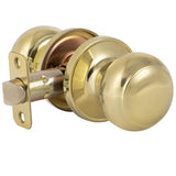 HOSOM Polished Brass Door Knob - Interior Passage Door Knobs, Reversible Round Door Lock Passage Handle for Hallway, Closet, Bed