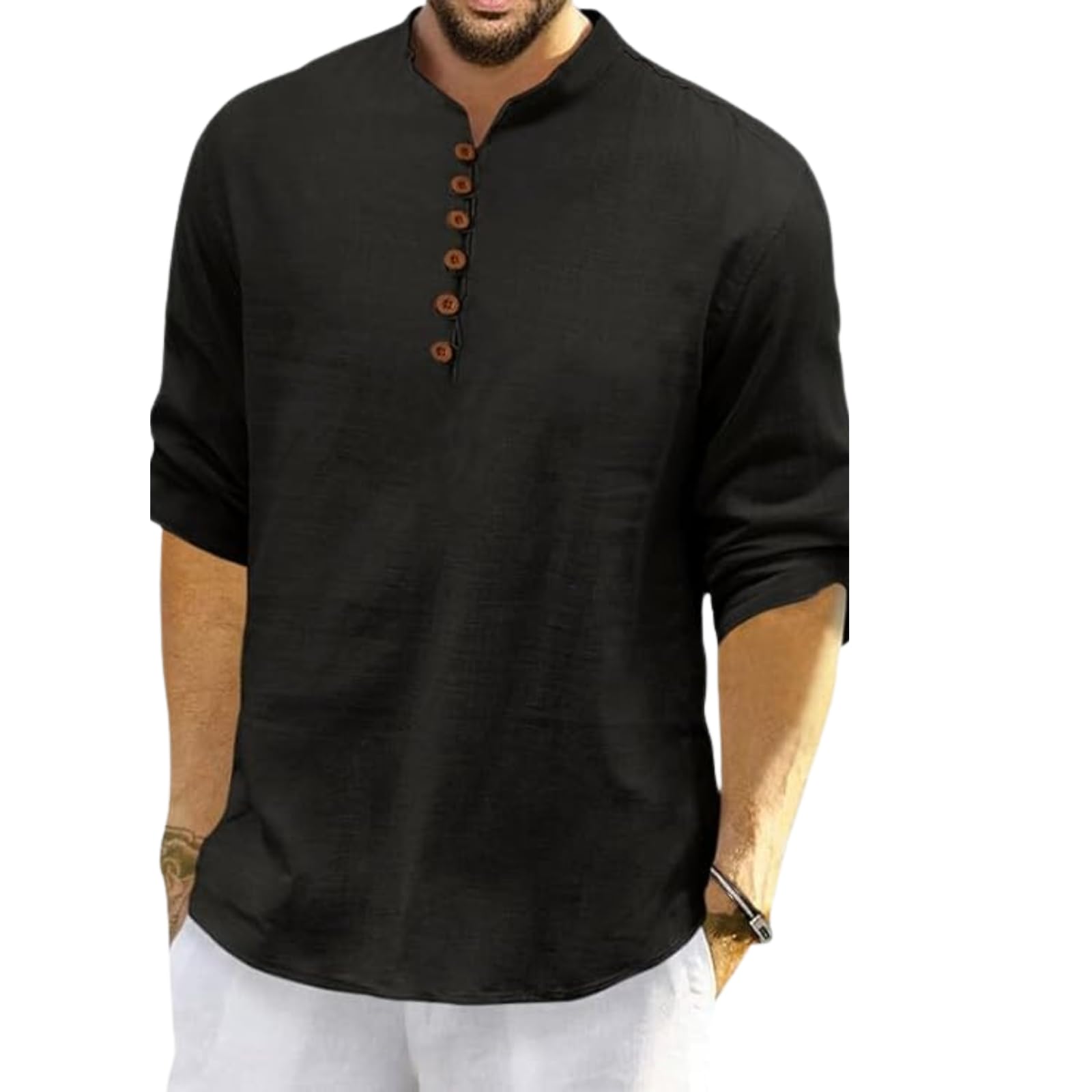 Royalscout Men'S Cotton Polyester Blend Solid Regular Fit Full Sleeve Short Kurta | Ethnic, Lightweight Summer Kurta For Daily &