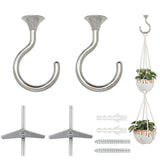 2 Sets Heavy Duty Swag Ceiling Hooks with Hardware for Hanging Plants, Cavity Wall Fixing, Easy Installation, Holds Up to 30lbs,