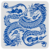 Devasya Crafts Two Dragons Cloud Drawing Stencils, 12x12inch East Auspicious Clouds Painting Templates for Scrapbooking Card Mak