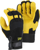 Majestic 2150/11 Golden Eagle Mechanics Glove with Deerskin Palm and Stretch Knit Back, Elastic Wrist with Velcro Closure, Wing 