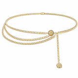 Fexlaro Gold MultiLayer Heart Pendant Waist Belt Adjustable Metal Hip Chain For Women, Aranjanam Style Belly Band For Saree