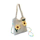 Snappsy Floral Crocheted Crossbody Bag Travel Working Ladies Gift Handwoven Tote Bag Sunflower