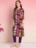 Anni Designer Women'S Rayon Blend Straight Printed Kurta With Pant (Surdas Begani_L_Begani_Large),Begani,L,Rayon Blend,Classic,