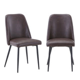 Jofran Maddox Mid-Century Modern Faux Leather Upholstered Dining Chair Set Of 2, Blueberry