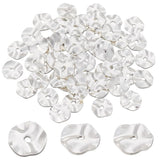 PH PandaHall 50pcs 8mm Flat Round Spacer Beads, Silver Brass Wavy Disc Beads Jewelry Findings Loose Beads for DIY Bracelets Neck