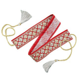 Adjustable Beautiful Red Vadannam For Women | Handcrafted Zarkan Work Waist Belt (18)