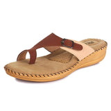 ORTHO JOY Ladies Extra Soft Doctor Ortho Slippers / Flip Flops for Women, brown, 3 UK