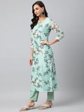 Gosriki Women'S Cotton Blend Printed Straight Kurta With Pant & Dupatta (Itta Nw-Pista Green_L-Go_Pista Green_Large),Pista Green,,B0BBRL3TVS