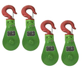 Mytee Products (4 Pack) Snatch Block with Hook WLL 8 Ton 6 Sheave 3/4 Inch Wire Rope Wrecker Roll Back Recovery