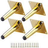 Smaxcn 4pcs 4 3/4 inch (12cm) Shiny Gold Metal Furniture Legs, Straight Metal Cabinet Legs with Level Feet