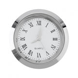 MovFlax 1-1/2 Inch (37 mm) Round mini Quartz Clock Insert Replacement Mini Quartz Movement Miniature Clock with Roman Numerals F