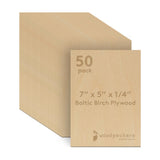 Baltic Birch Plywood, 6 mm 1/4 x 5 x 7 Inch Craft Wood, Pack of 50 B/BB Grade Baltic Birch Sheets, Perfect for Laser, CNC Cuttin