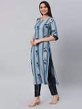 Gosriki Women'S Cotton Blend Straight Printed Kurta With Pant (Dania Blue-Nw6-Gs_S_Blue_Small),Blue,,B0BZMK13Y9