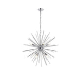 Living District Indoor Modern Home Decorative Bright Ceiling Timber 8 Light Chrome Pendant