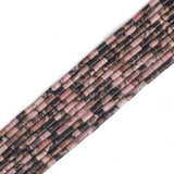 BEADIA Natural Rhodochrosite Tube Beads Cylinder 2x4mm 38cm/Strand Stone Beads for Jewelry Making