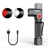 NICRON B74T Red Light Flashlight, Rechargeable LED White Light 700 Lumen with Magnetic Base, Clip, IP65 Waterproof for Camping, 