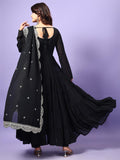 Wedani Georgette Sequins Work Anarkali Kurta Set For Women (In Alpha S Regular Black),BLACK,S,Georgette,Anarkali,