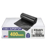 Aluf Plastics - 3 Ply Trash Bags, 45 Gallon, 1.5 Mil (eq), 40x47, Black, 400 Count (20 Rolls of 20)