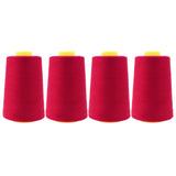 Mandala Crafts 4 Pack of Serger Threads Cones Spools - 40S/2 24000 Yards Polyester Cranberry Threads for Sergers Machine and Ove