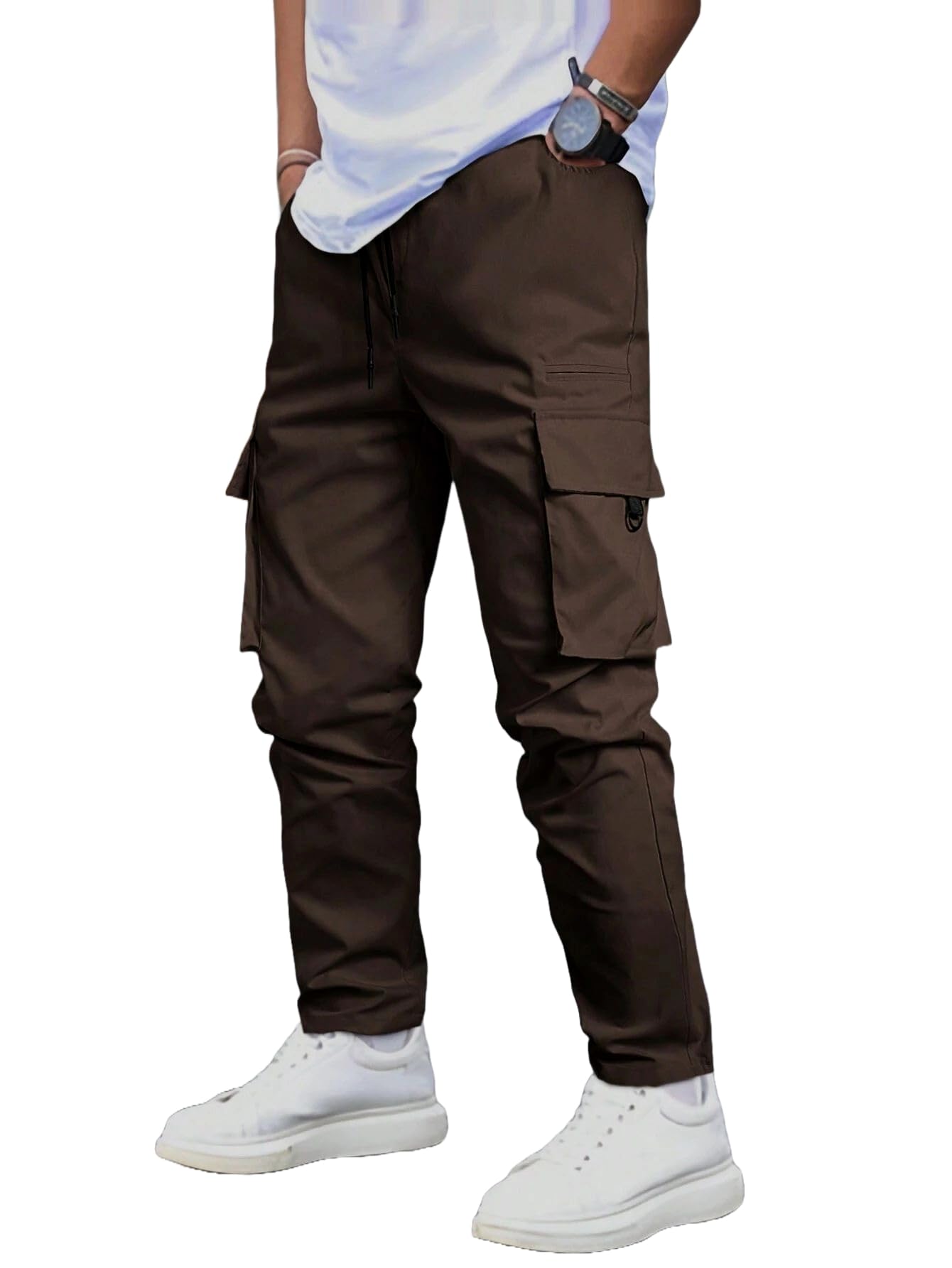Anni Designer Men'S Pure Cotton Casual Regular Fit Cargo With 4 Pockets (Kargo Brown_Xl_Brown_X-Large),Brown,XL