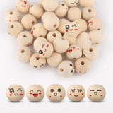 100PCS Wooden Beads for Crafts, 20mm Smile Wooden Beads with Holes, Natural Round Face Wood Bead for DIY, Jewelry Making, Angel 