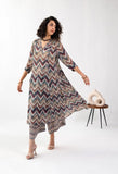 Toochki Women'S Multi Color Zig Zag Printed Rayon Stitched Co-Ord Set | Relaxed Fit For Women | Two Piece Set Top & Plazzo | 3/4