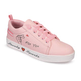 Shoetopia - Since 1998 Womens & Girls Pink Stylish Lace Up Casual Sneakers-Eu38,Pink,5,B09J2SVD7S