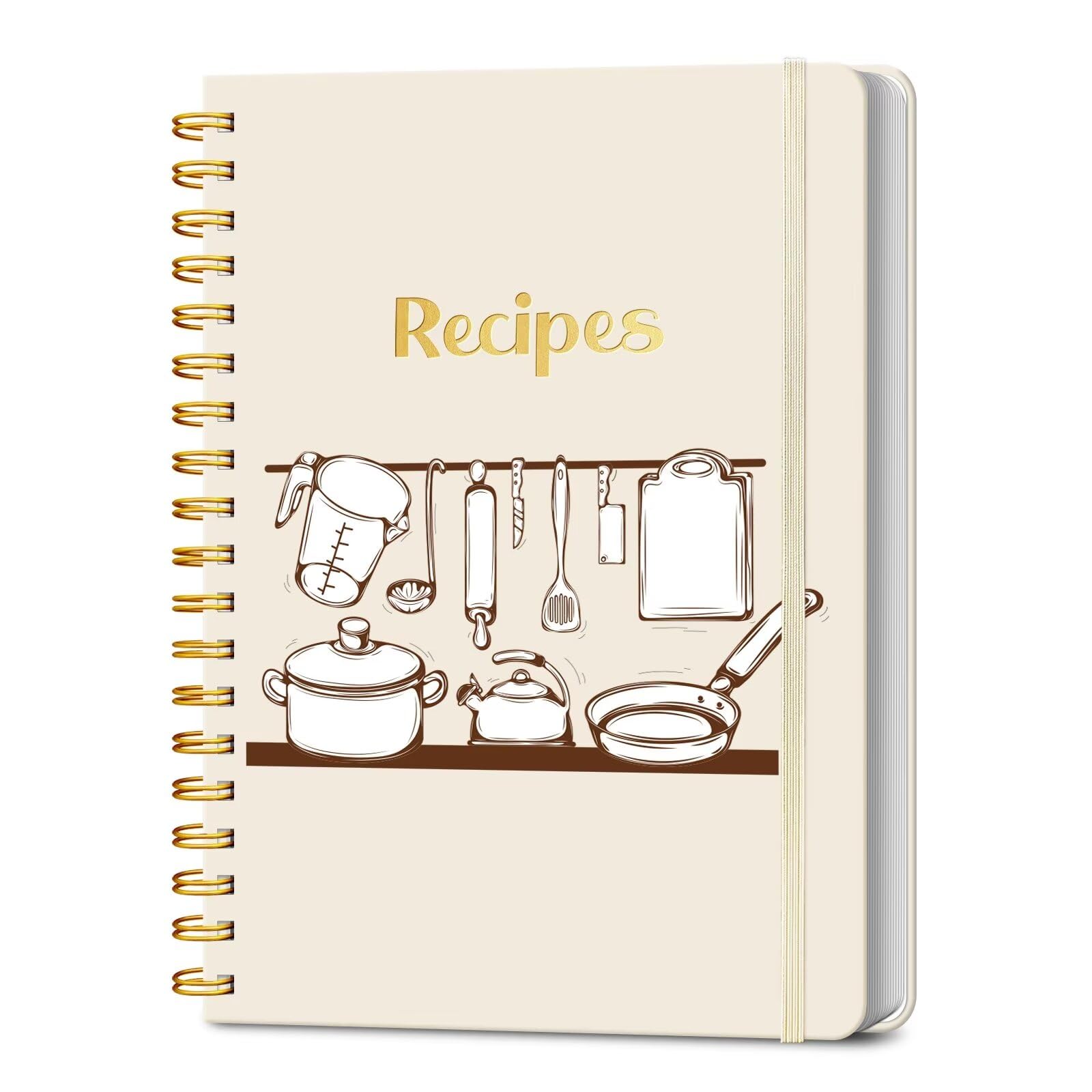 LuBudingJoy Blank Recipe Book to Write in Your Own Recipes. Sprial Hardcover Blank Cookbook, Recipe Journal Hold 150 Recipes(Pea
